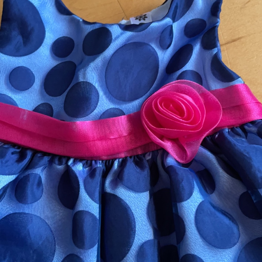 Blue Dress with pink bow - Picture 2 of 3